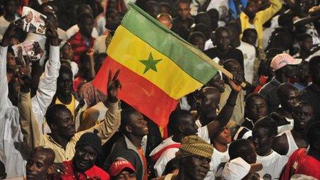 Supporters of Macky Sall celebrate his victory