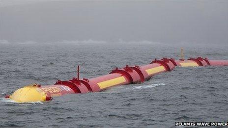 Pelamis wave power device. Pic: Pelamis