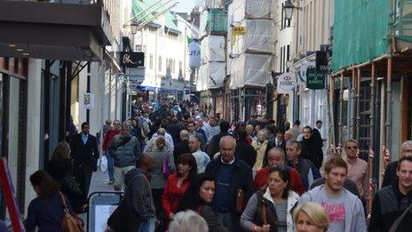 Shoppers in St Helier