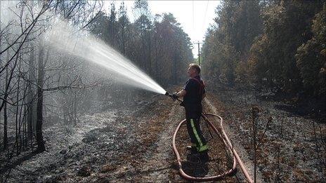 A firefighter at Swinley Forest