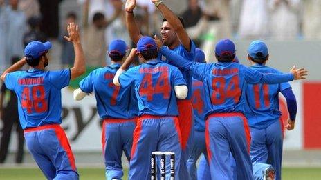 Afghanistan cricket team celebrating