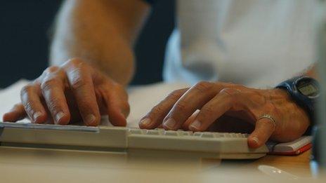 Hands on a computer