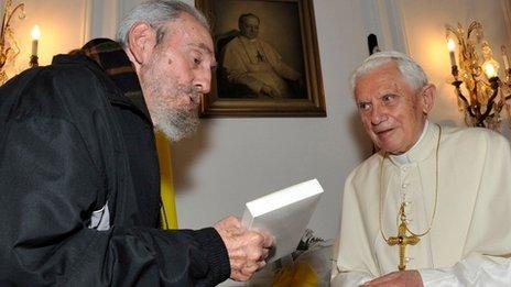 Fidel Castro and Pope Benedict XVI in Havana, Cuba (28 March 2012)