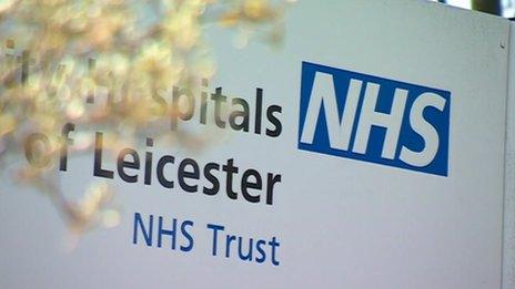 NHS sign for Leicester hospital