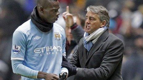 Mario Balotelli and Roberto Mancini