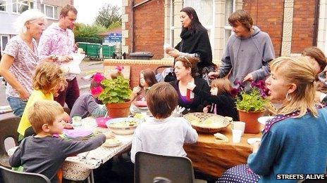 Neighbours at a street party. Photo: Streets Alive