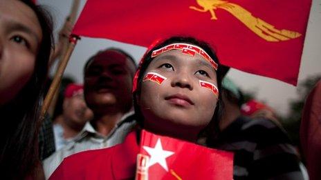 NLD supporters in Rangoon on 1 April 2012