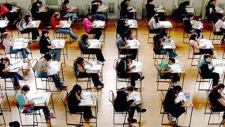 Students taking an exam