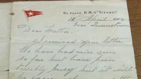 Letter sent from the Titanic by Charles Morgan