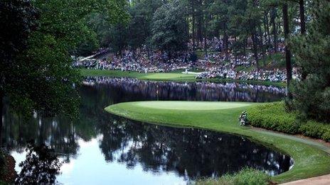 A general view of the par three course is seen during the Par 3 Contest prior to the start of the 2012 Masters Tournament at Augusta National Golf Club on 4 April