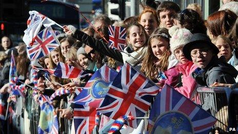 Crowds gathering outside York Minster