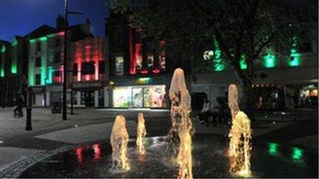 The water feature in Northampton's Market Square