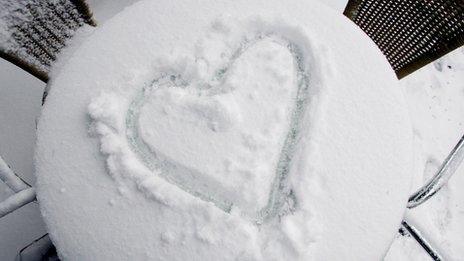 Heart in the snow