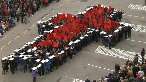 Preston residents created "human crosses" across the city