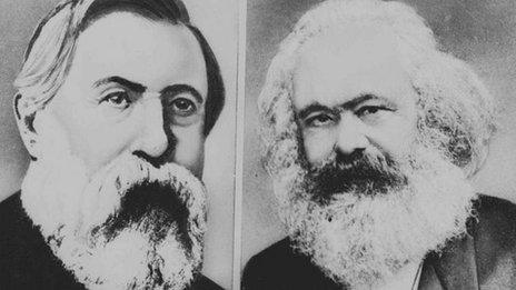 Undated composite photo of Karl Marx (right) and Friedrich Engels (left)