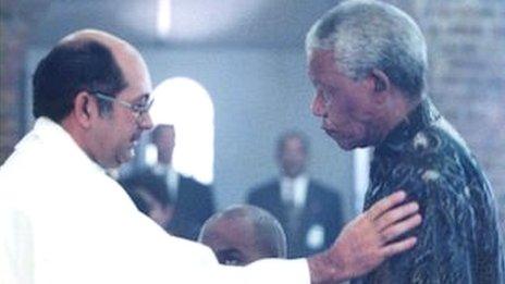 Father Robert Dennis with Nelson Mandela