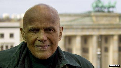 Harry Belafonte pictured on a visit to Germany with Unicef last month