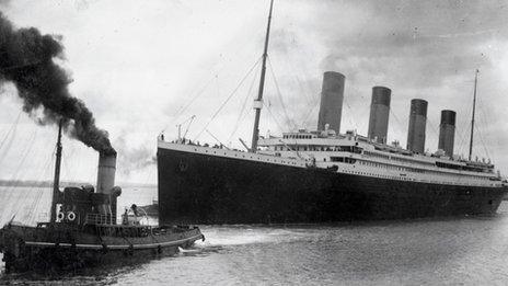 The Titanic leaves Southampton on April 10, 1912