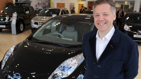 Nissan Leaf owner, Mark Goodier, with one of the cars