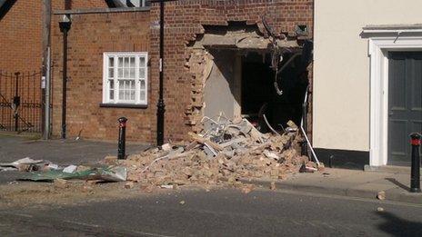 Building in Hadleigh where cash machine was ripped out by a digger