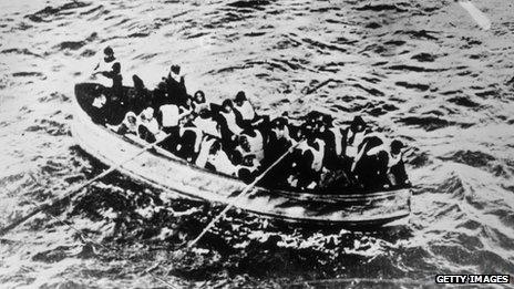 Survivors of the Titanic disaster in a lifeboat. Photo: General Photographic Agency/Getty Images