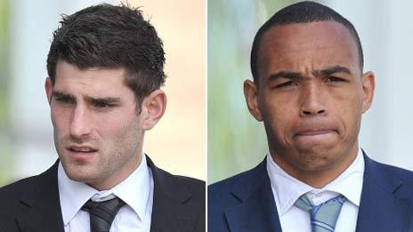 Ched Evans (left) and Clayton McDonald at Caernarfon Crown Court