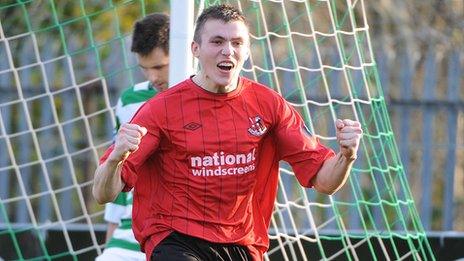 Stuart Dallas celebrated after scoring a Crusaders goal this season