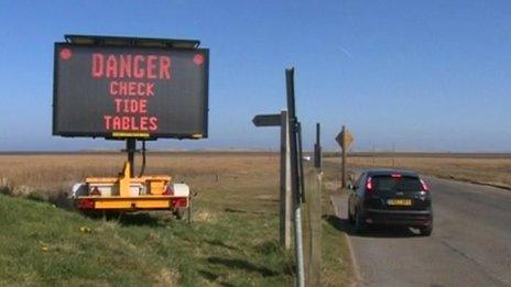 Holy Island electronic sign