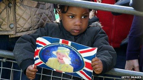 Crowds gather for the Queen's visit to Redbridge, London