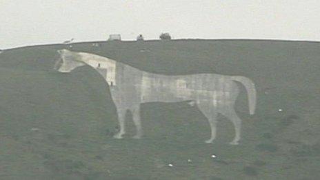 The Westbury White Horse near Westbury in Wiltshire