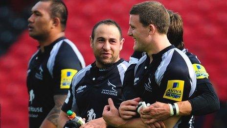 Newcastle Falcons celebrate