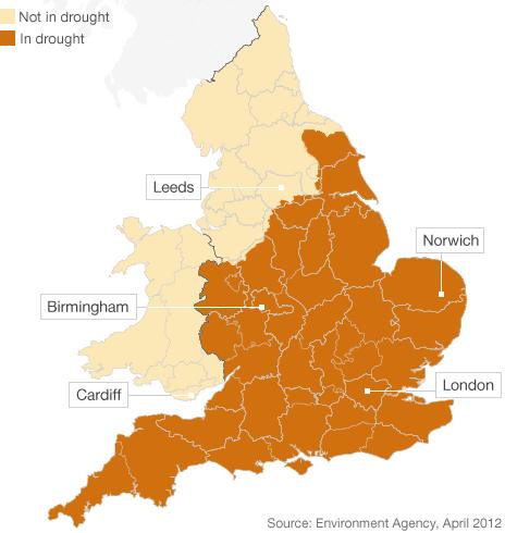 Parts of England affected by drought