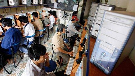 File photo (April 2006) of internet users in Vietnam