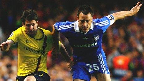 Barcelona forward Lionel Messi and Chelsea defender John Terry