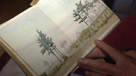 The war time log book - painting of the camp