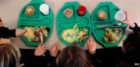 Children eating school meals