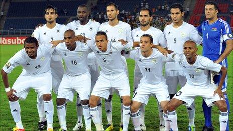 The Libya team before playing Senegal at the 2012 Africa Cup of Nations.