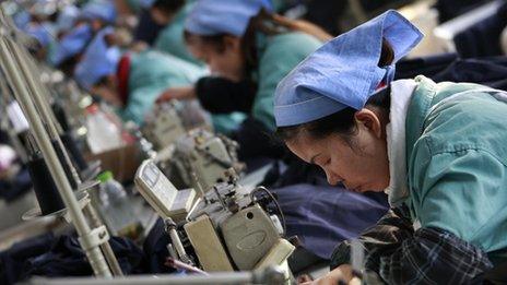 Workers at a factory in China