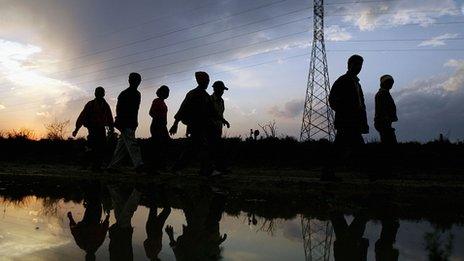 Migrants arriving at Nuevo Laredo, in the US (file pic)