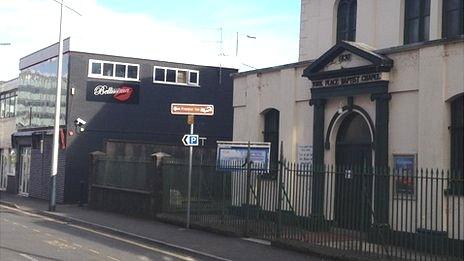 York Place Baptist Church with Bellissima to the left of it