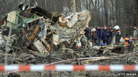Remains of crashed Polish aircraft