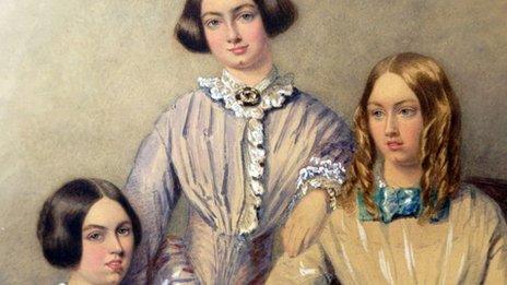 Painting by Sir Edwin Landseer, though to be of the Bronte sisters