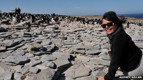 Audrey Gillan at a penguin colony