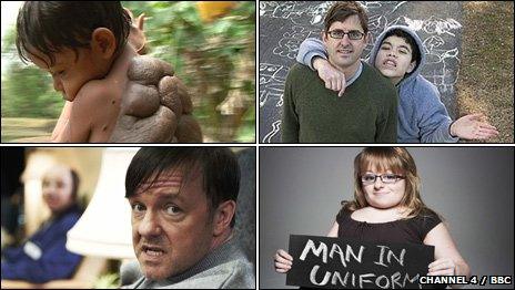 Clockwise from top left: Turtle Boy, Extreme Love, The Undateables, Derek