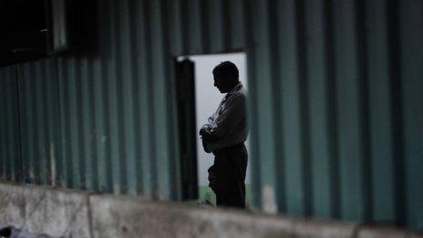 Sri Lankan Muslim devotees pray at the Hairiya Jumma mosque in Dambulla