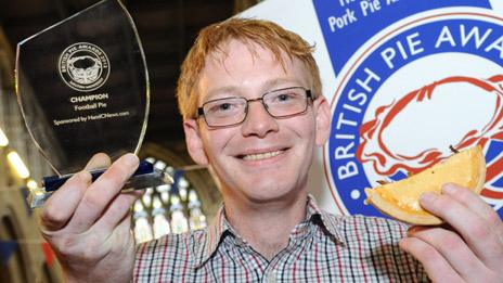 Graham Aimson with Best Football Pie award and one of his pie