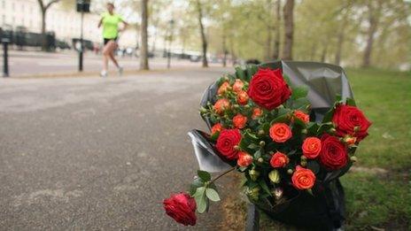 Flowers left in tribute to Claire Squires