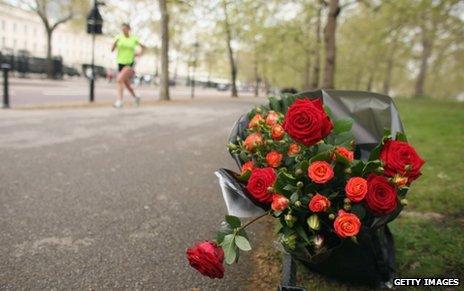 Flowers left in tribute to Claire Squires