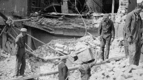 People inspect the damage to Bar Convent's East Wing