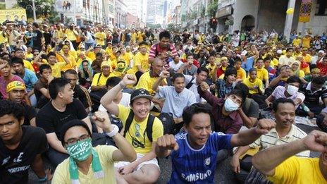 Protesters near Kuala Lumpur's Independence Square